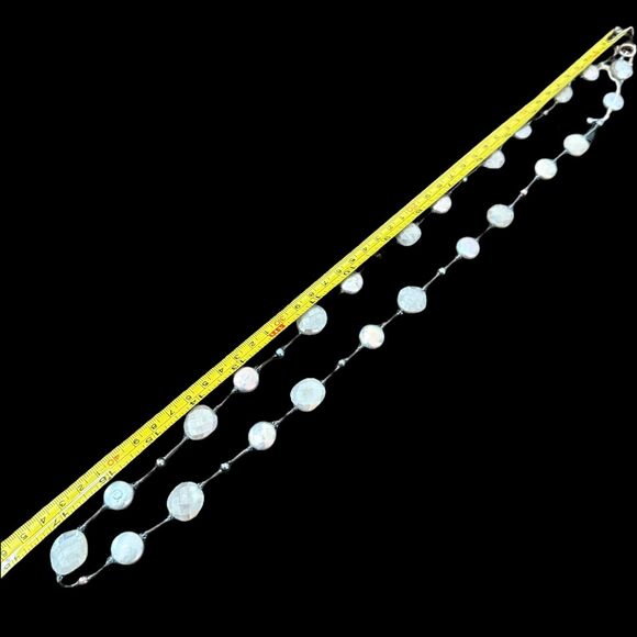 Margo Morrison Coated Grey Moonstone, FW Pearl Combo, Swarovski SS 35” Necklace - Picture 9 of 9